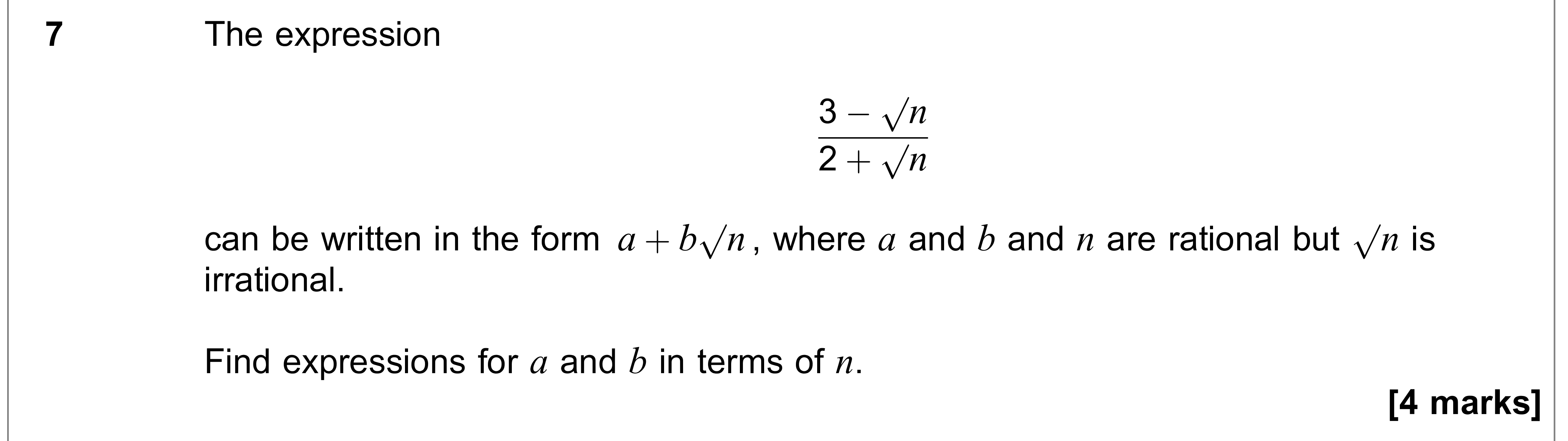 Question 7 — Indices and Surds — AQA AS Maths June 2022