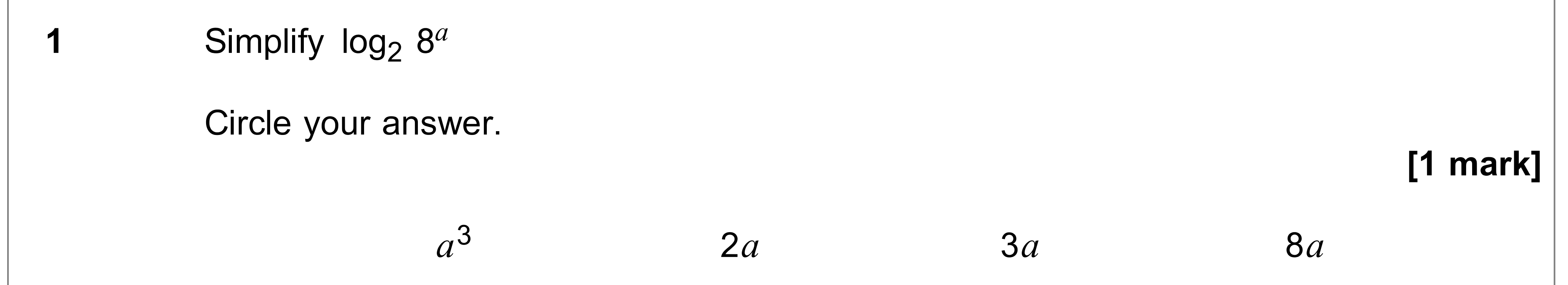 Question 1 — Logarithms — AQA AS Maths June 2023