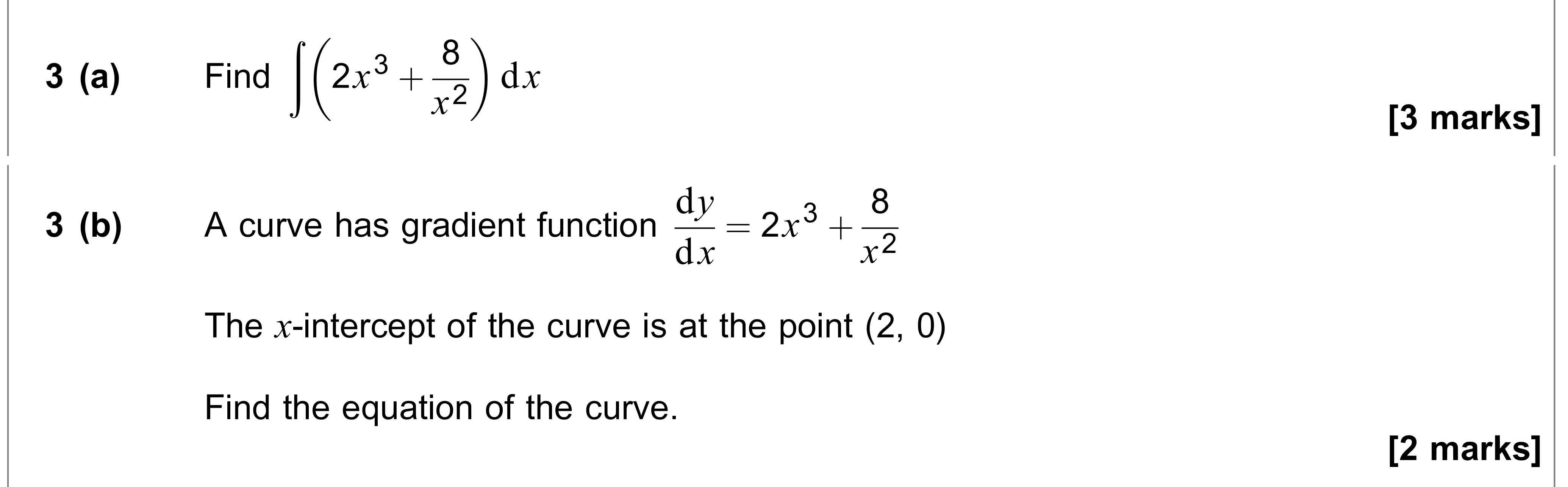 Question 3 — Integration — AQA AS Maths June 2023