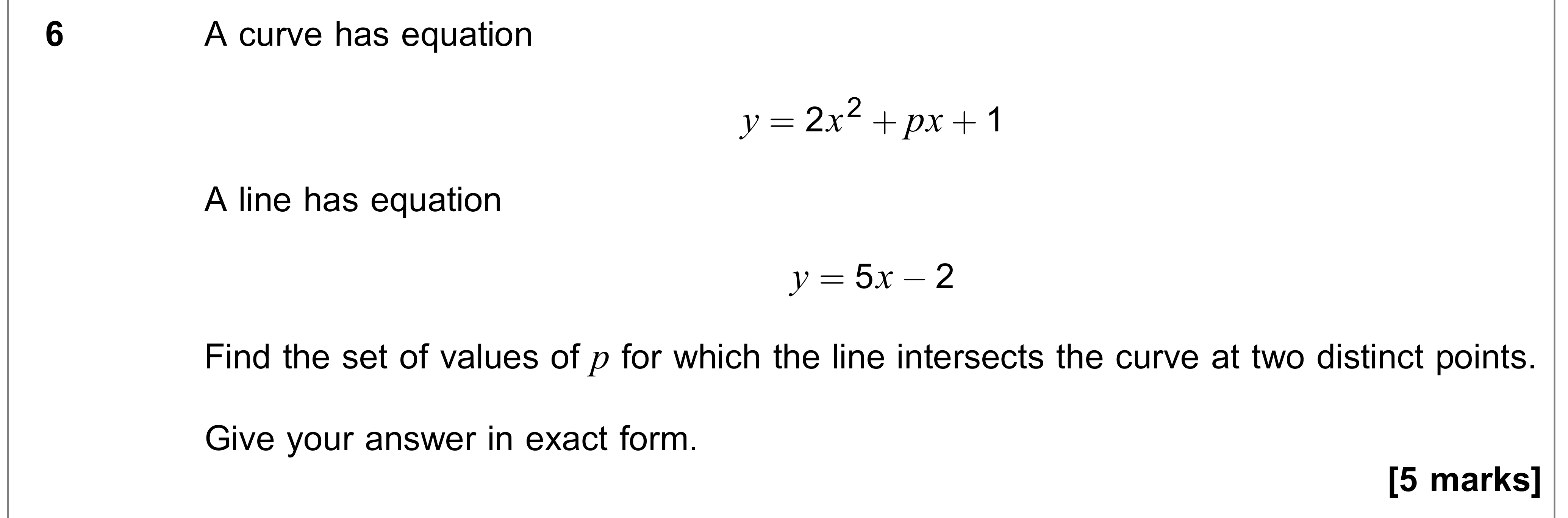 Question 6 — Quadratics — AQA AS Maths June 2023