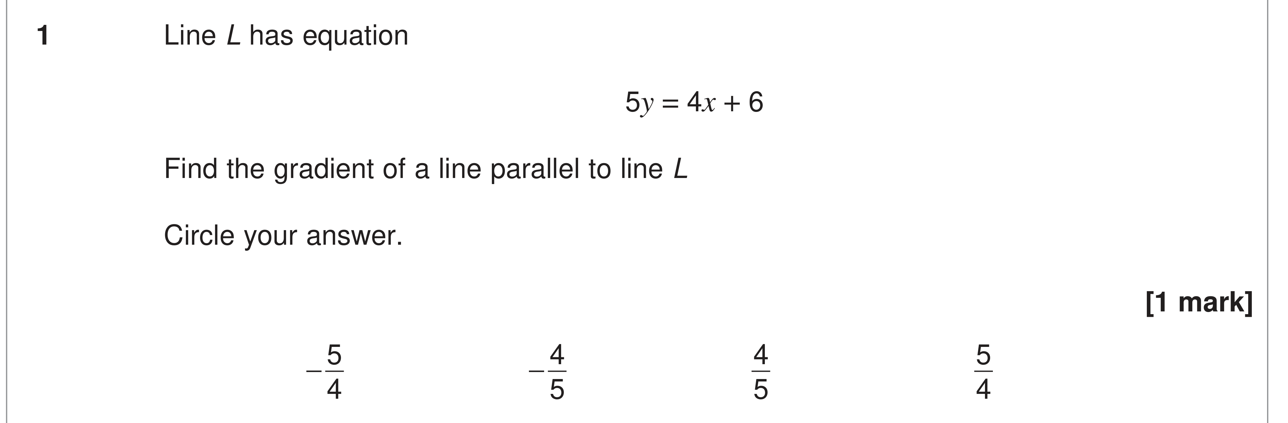 Question 1 — Straight Line Graphs — AQA AS Maths June 2024