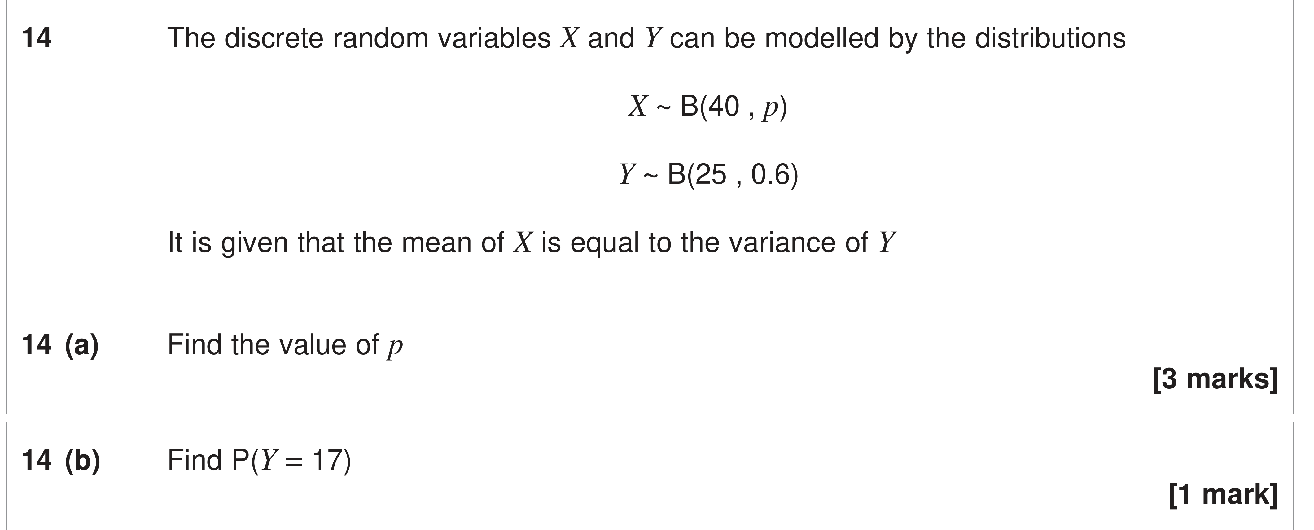 Question 14 — Binomial Distribution — AQA AS Maths June 2024
