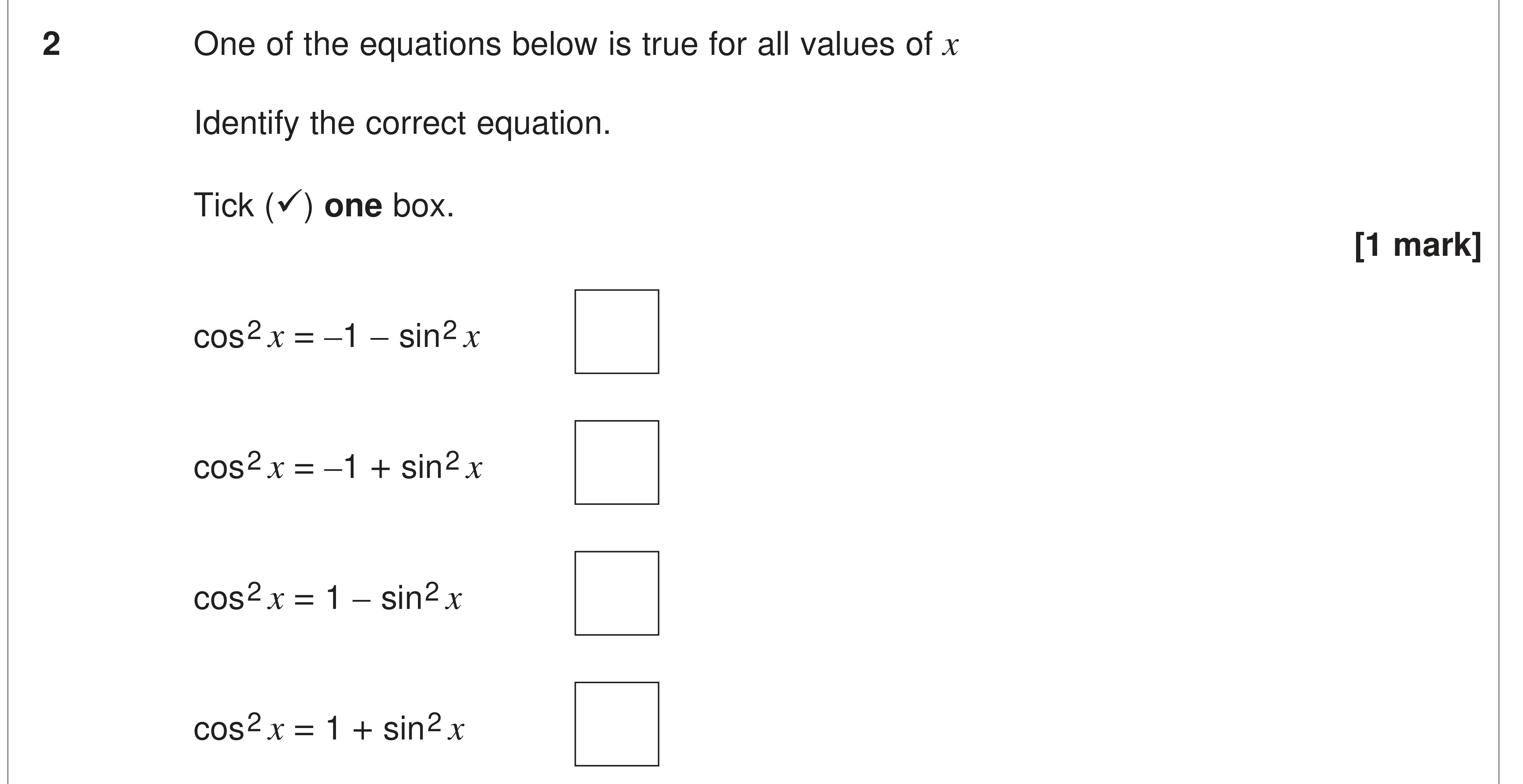 Question 2 — Trig — AQA AS Maths June 2024