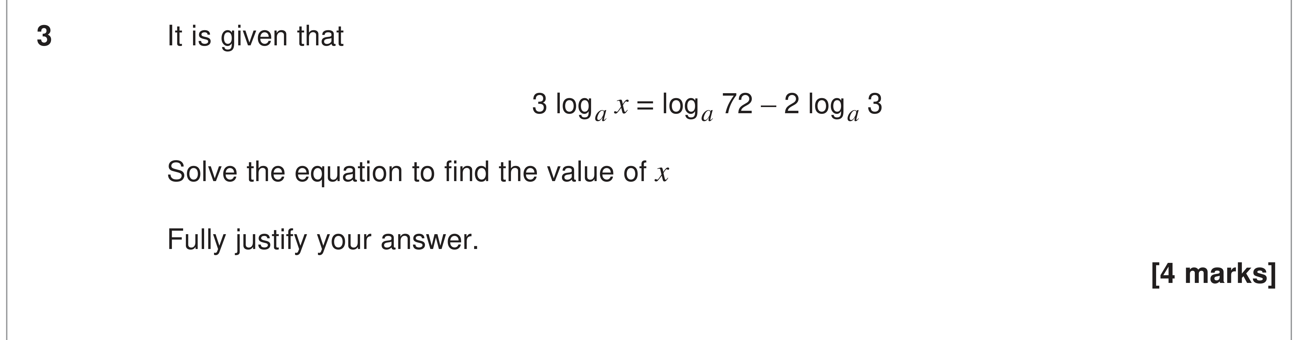 Question 3 — Logarithms — AQA AS Maths June 2024