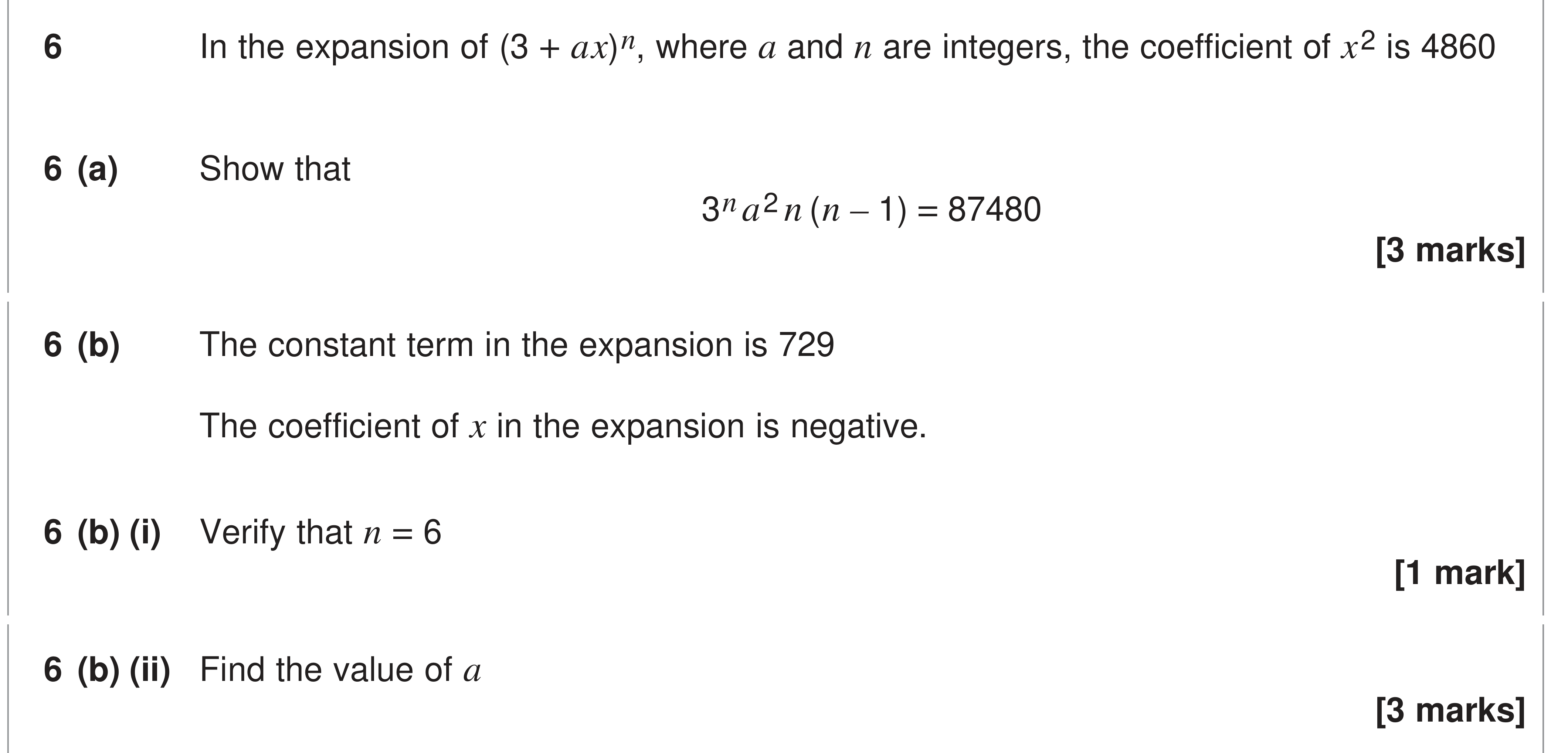 Question 6 — Binomial Expansion — AQA AS Maths June 2024