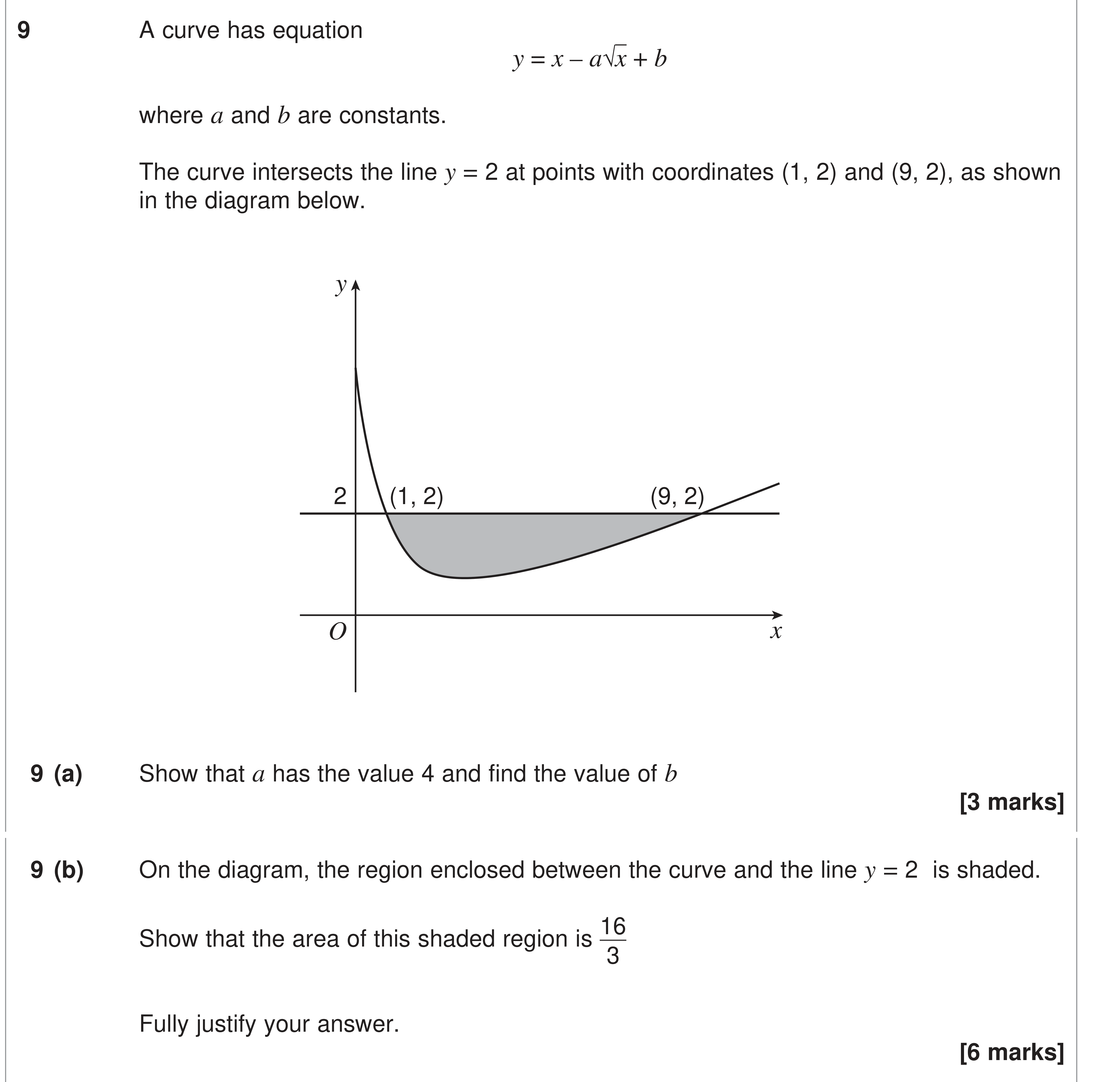 Question 9 — Integration — AQA AS Maths June 2024