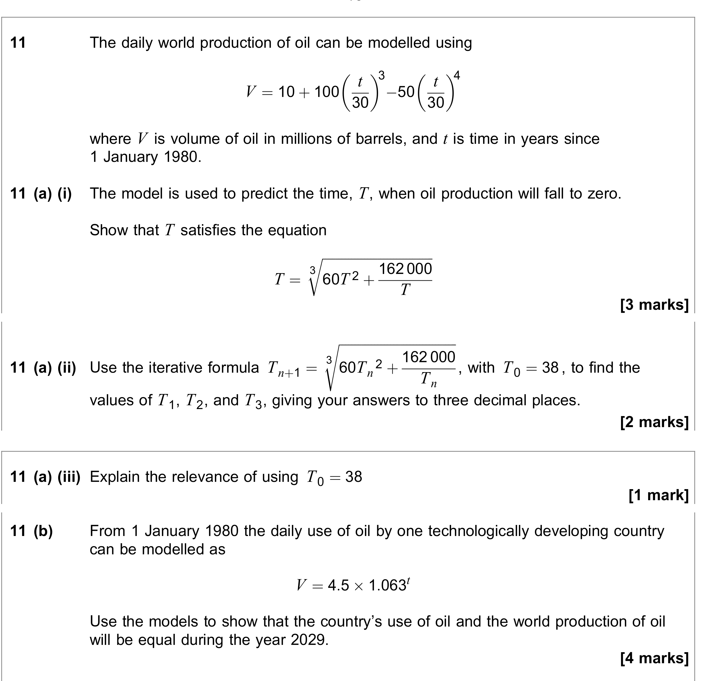 Question 11 — Numerical Methods, Exponentials — AQA June 2018