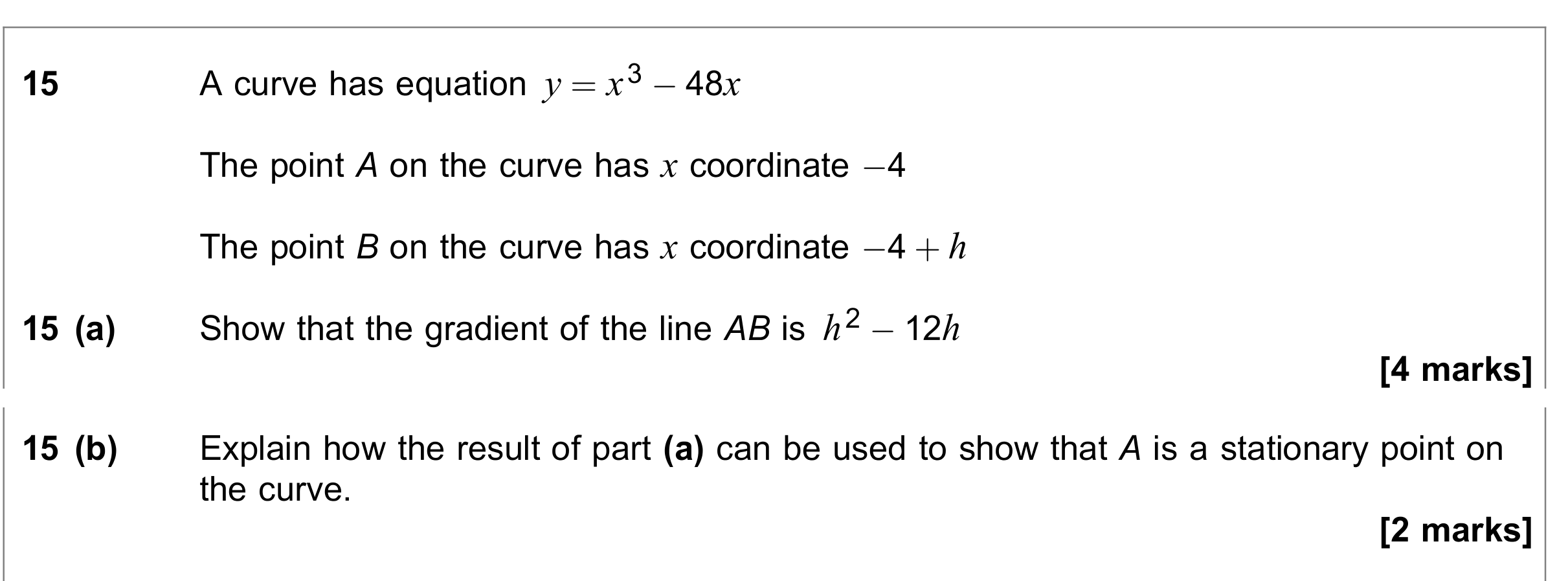 Question 15 — Differentiation — AQA June 2018