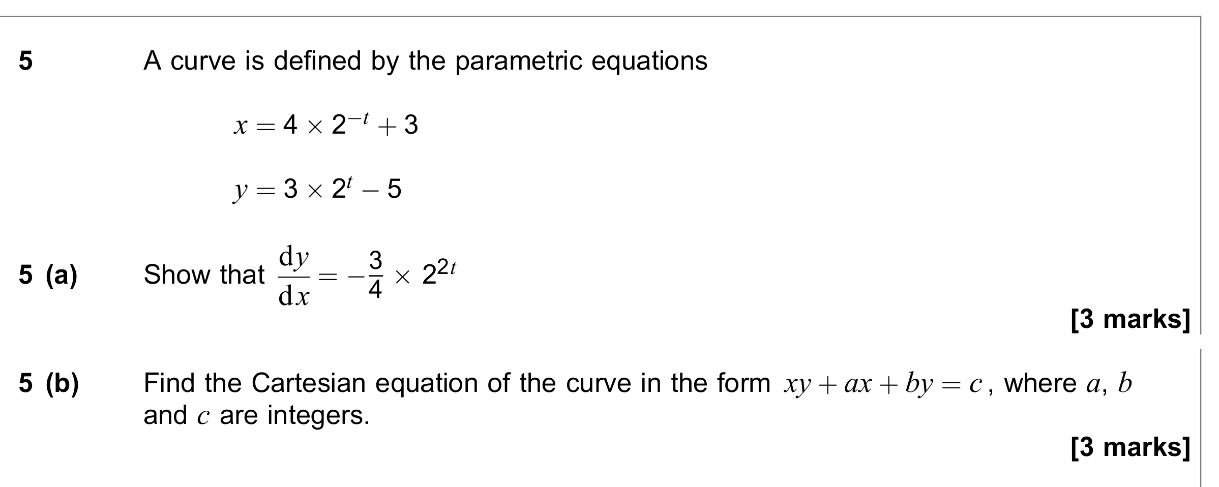 Question 5 — Parametric Equations — AQA June 2018