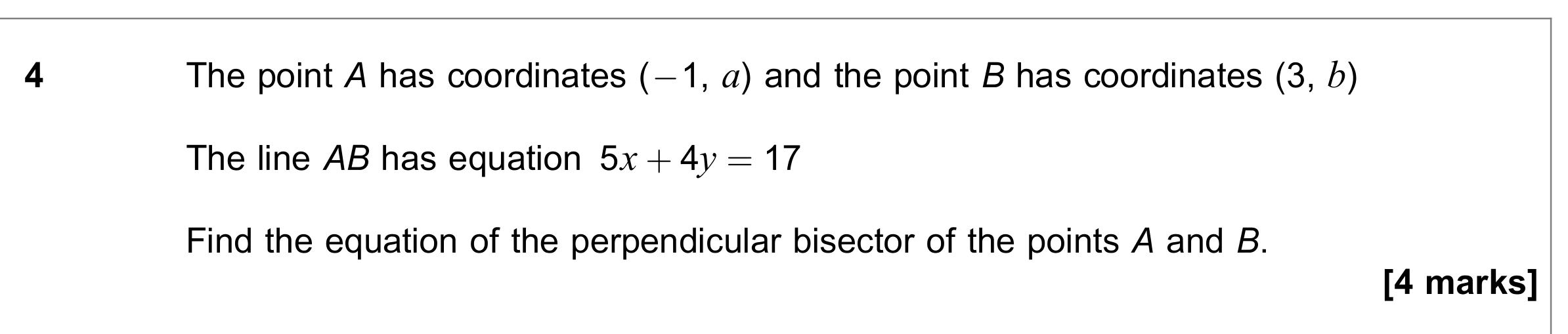 Question 4 — Coordinate Geometry — AQA June 2019