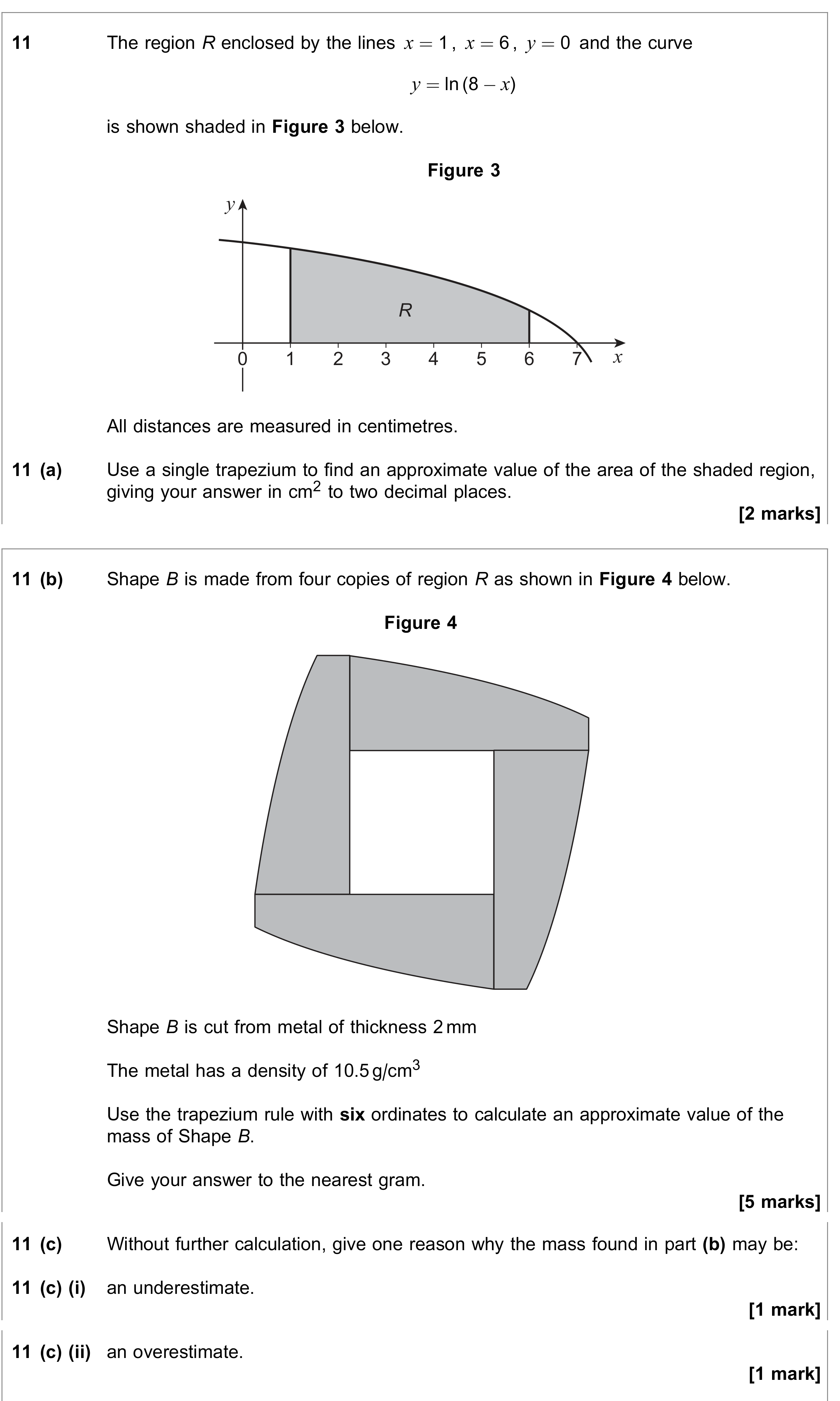 Question 11 — Trapezium Rule — AQA June 2020
