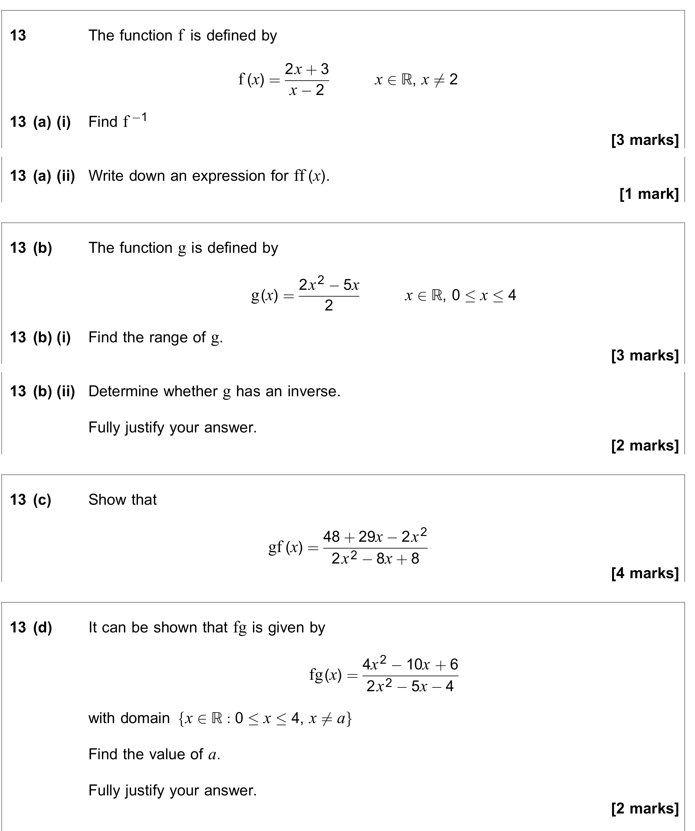 Question 13 — Functions — AQA June 2020