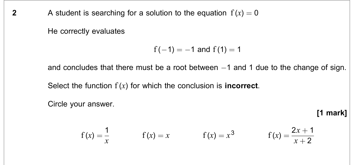 Question 2 — Functions — AQA June 2020