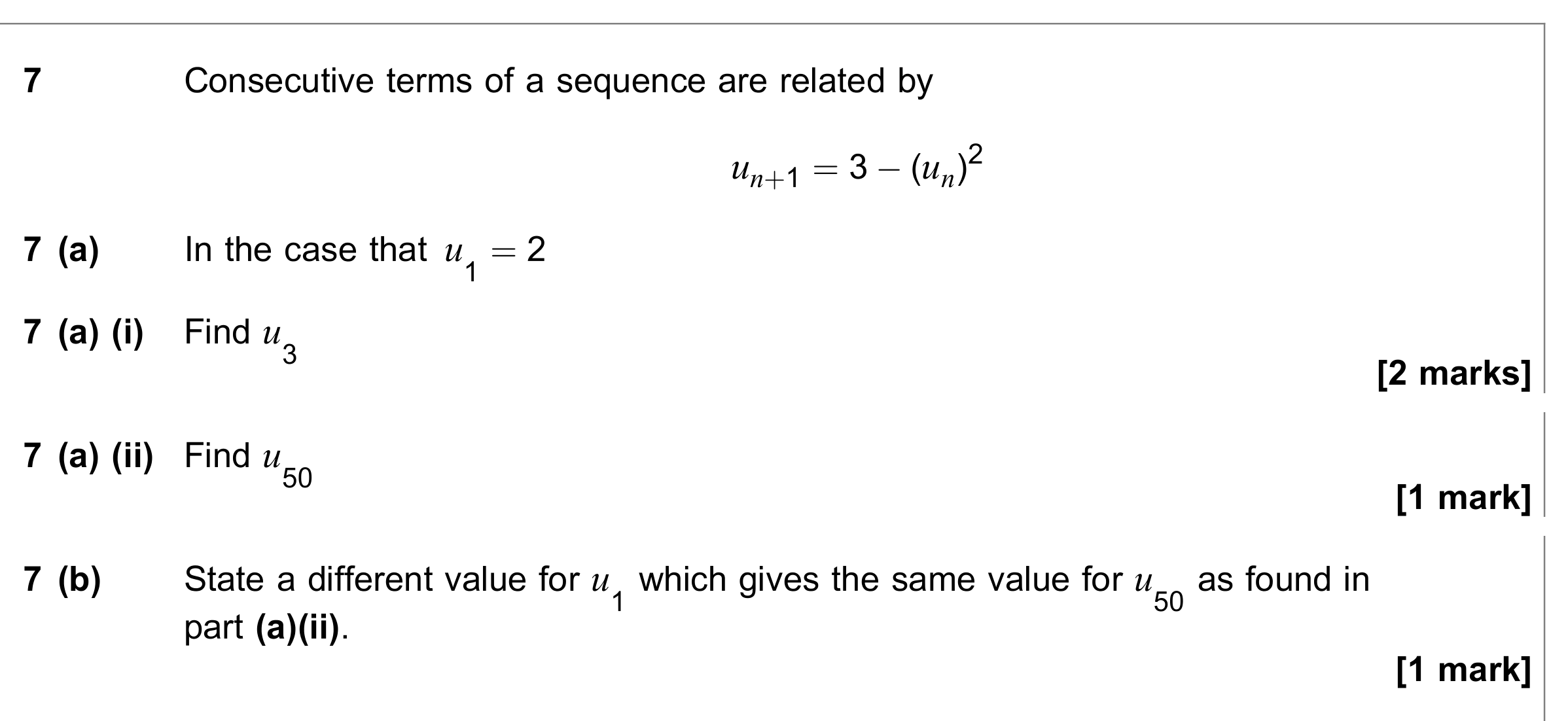Question 7 — Recurrence Relations — AQA June 2020