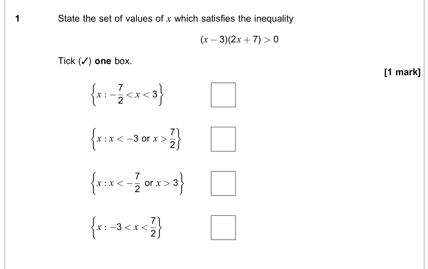 Question 1 — Inequalities — AQA June 2021