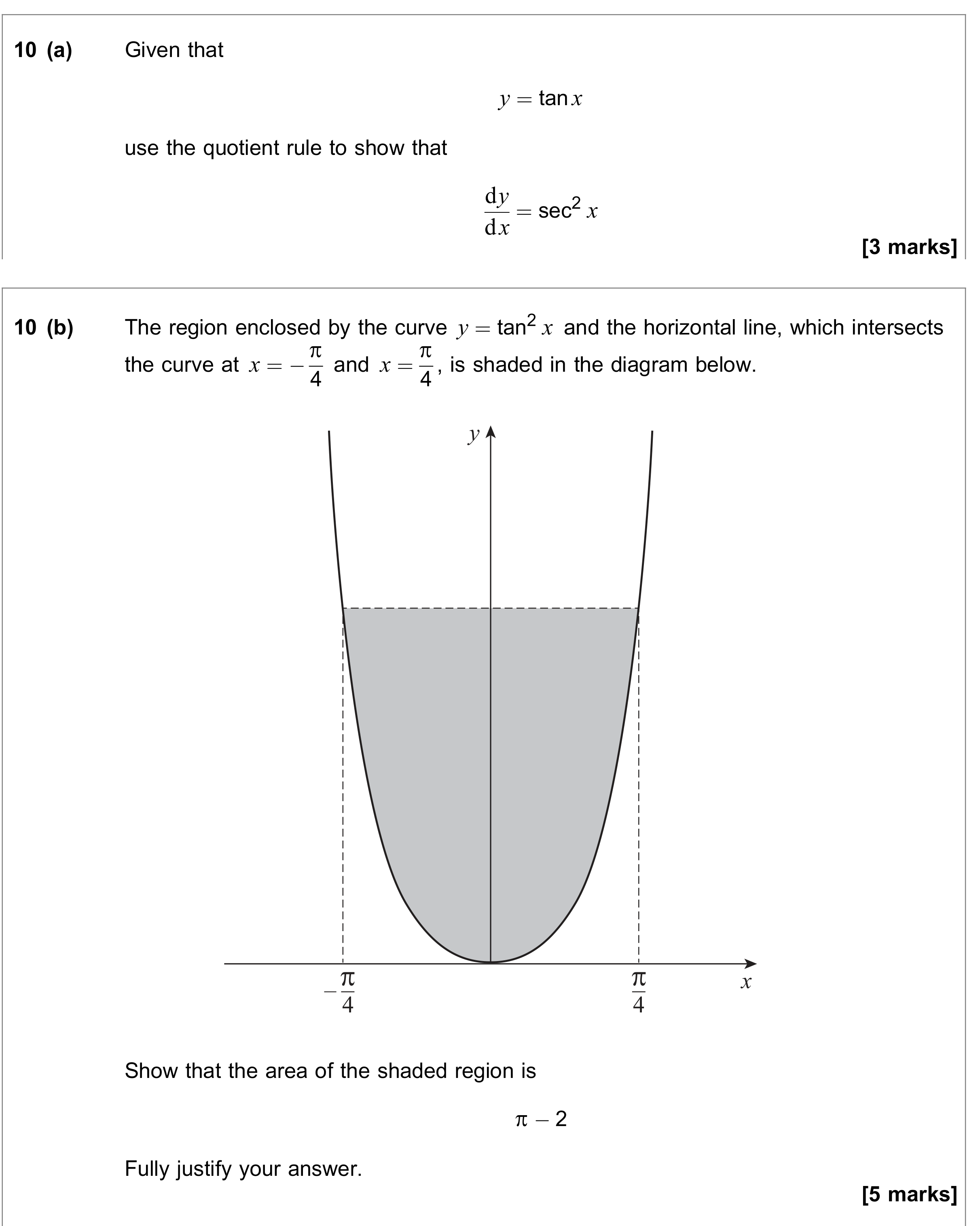 Question 10 — Differentiation, Integration — AQA June 2021