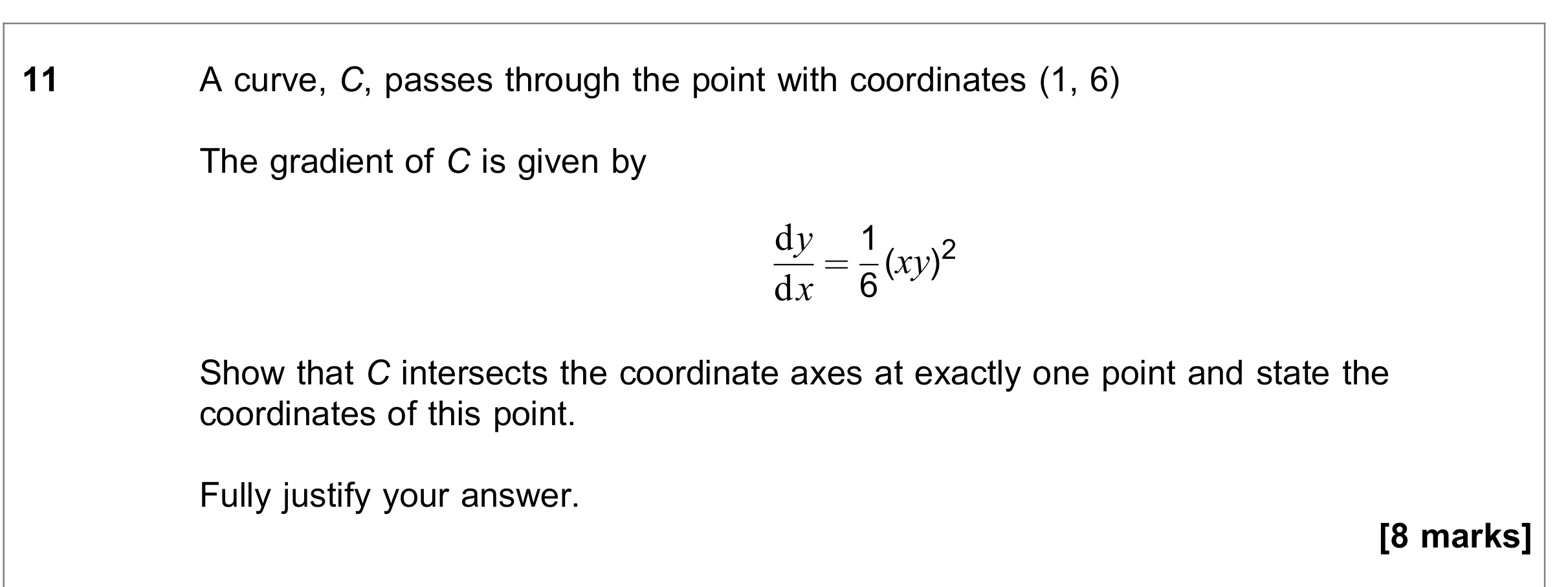 Question 11 — Differential Equations — AQA June 2021