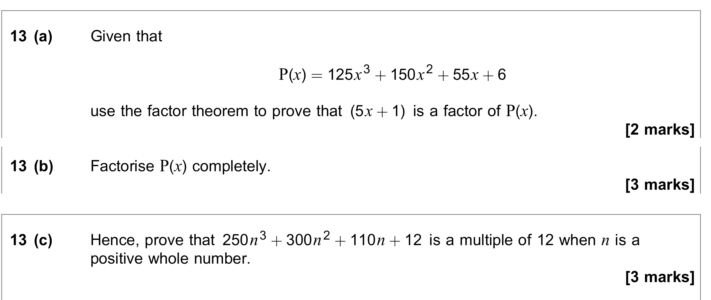 Question 13 — Factor Theorem, Proof — AQA June 2021
