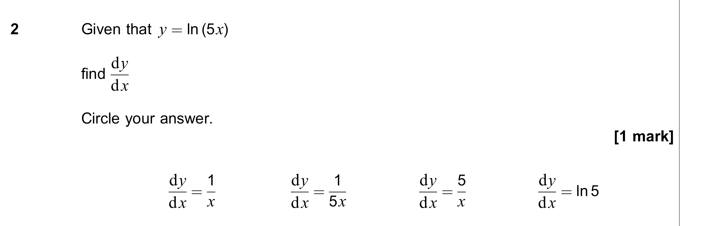 Question 2 — Differentiation — AQA June 2021
