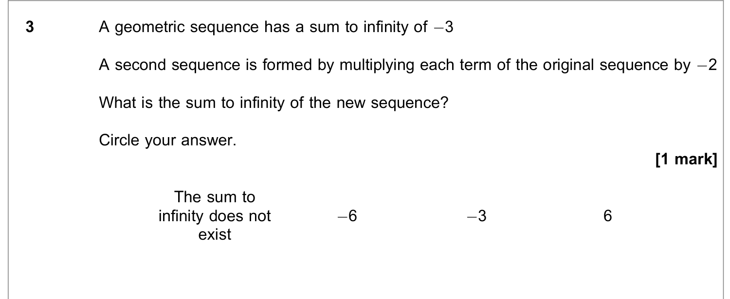Question 3 — Geometric Sequences and Series — AQA June 2021