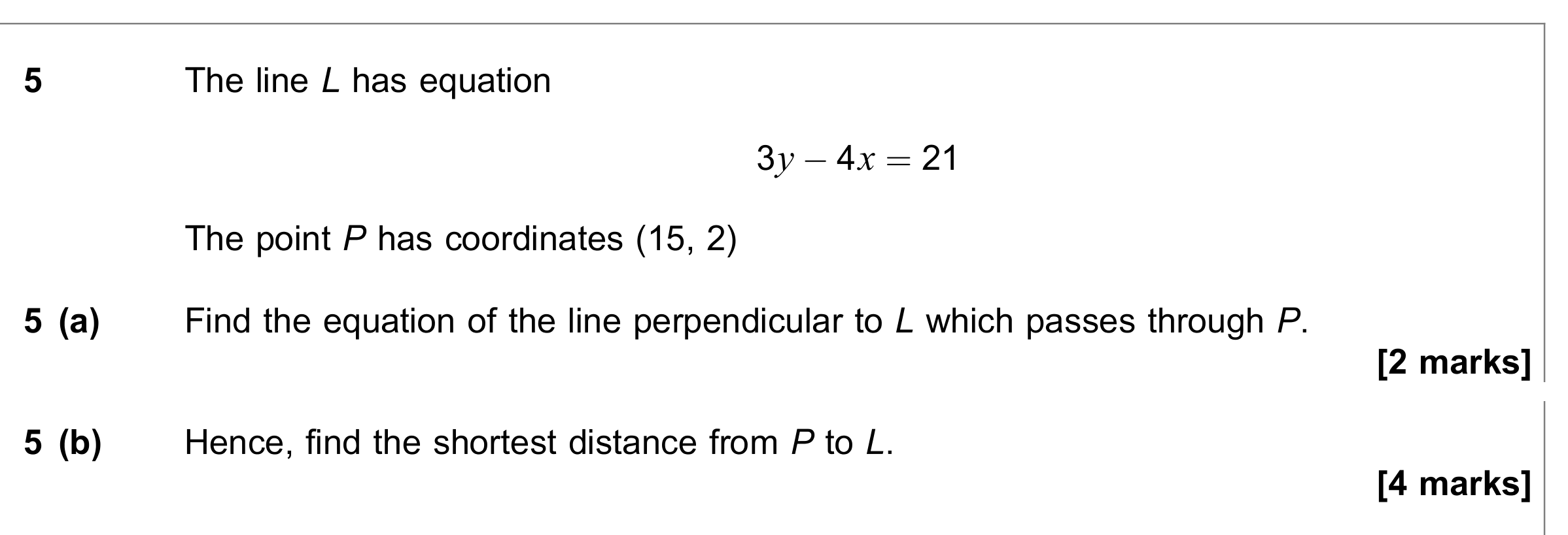 Question 5 — Coordinate Geometry — AQA June 2021