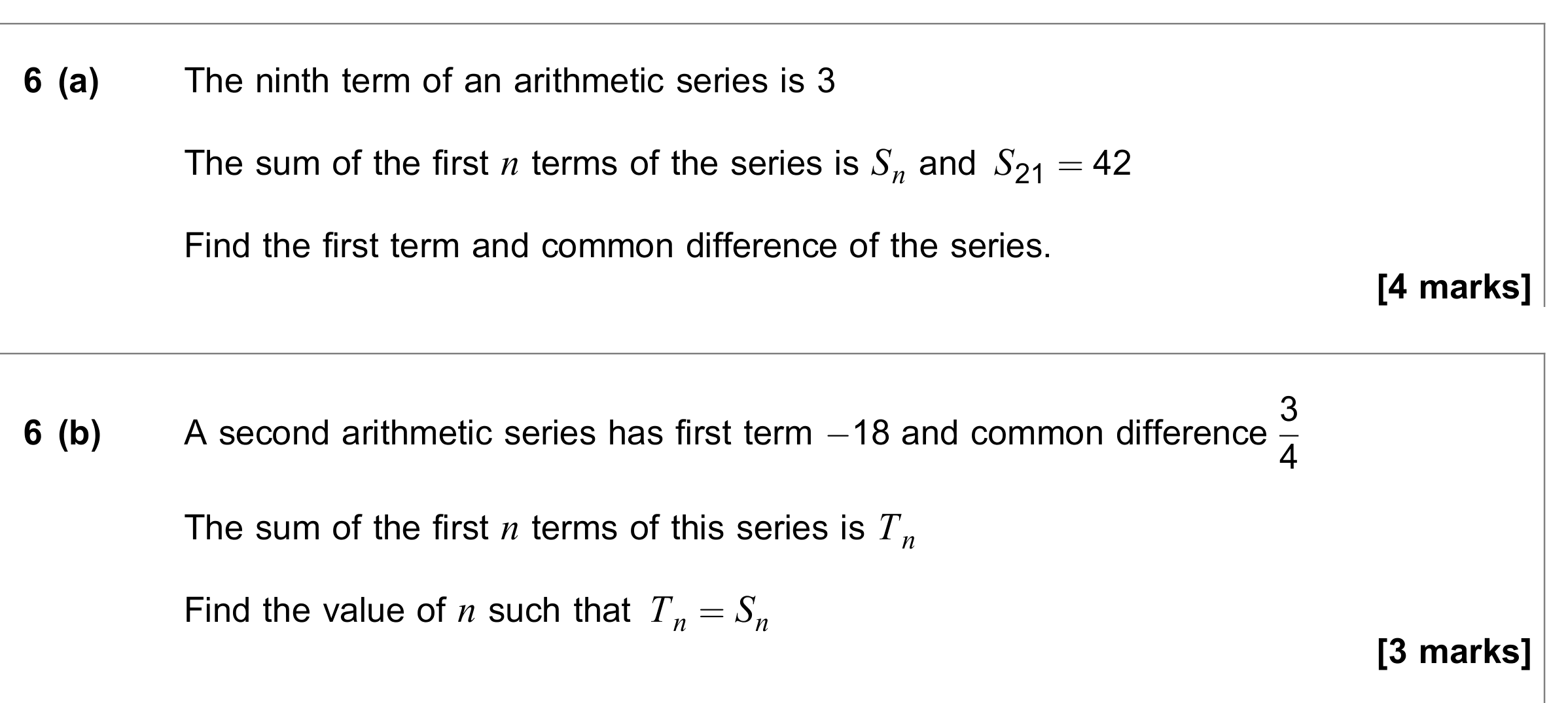 Question 6 — Arithmetic Sequences and Series — AQA June 2021