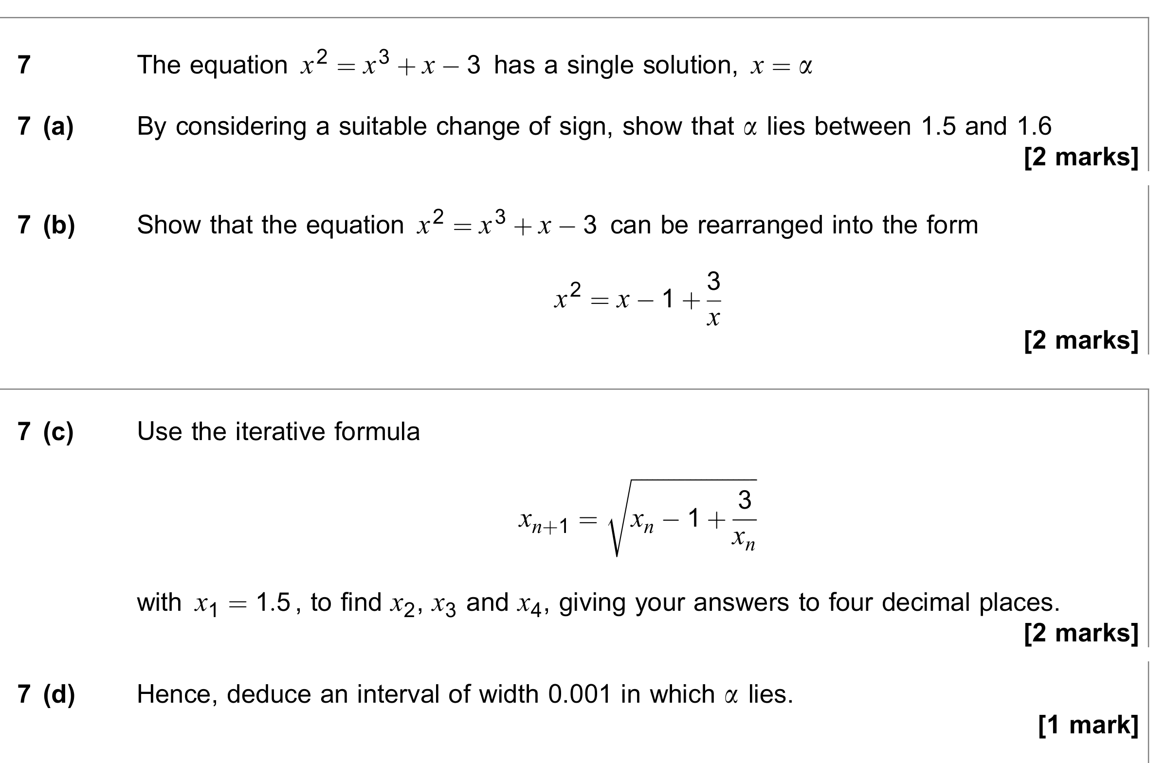 Question 7 — Numerical Methods — AQA June 2021