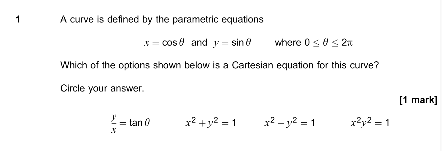Question 1 — Trig — AQA June 2022