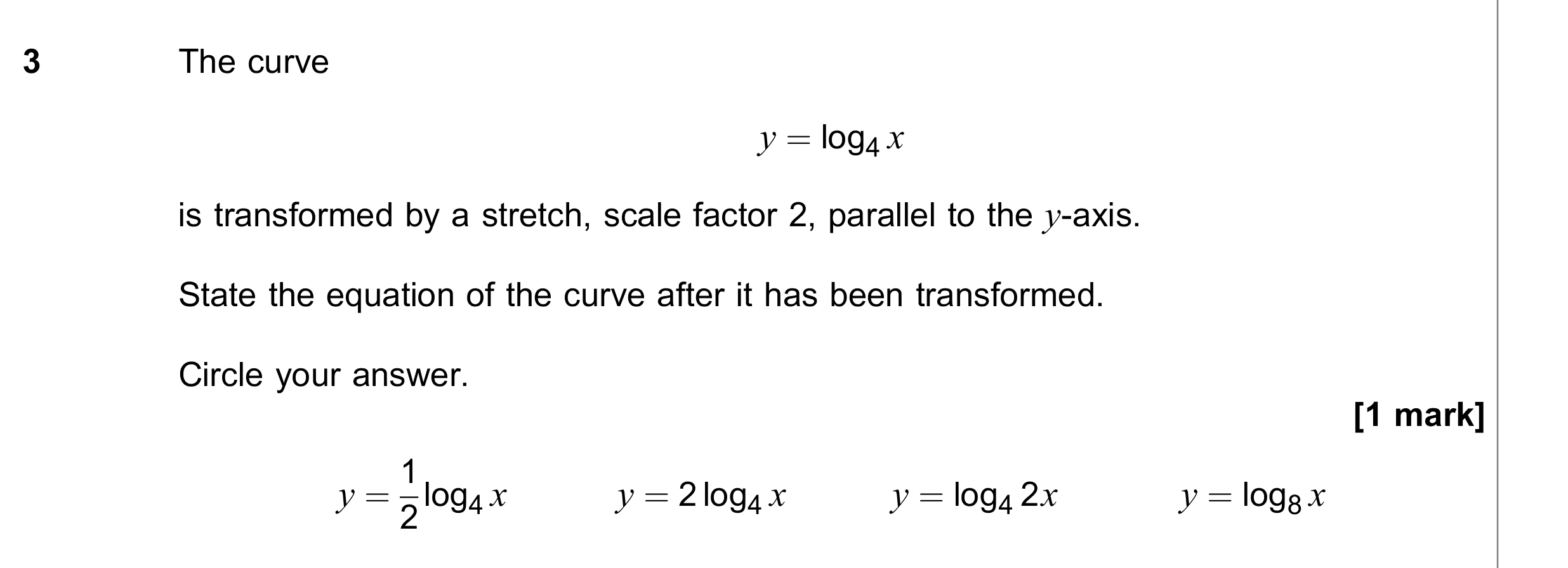 Question 3 — Logarithms — AQA June 2022