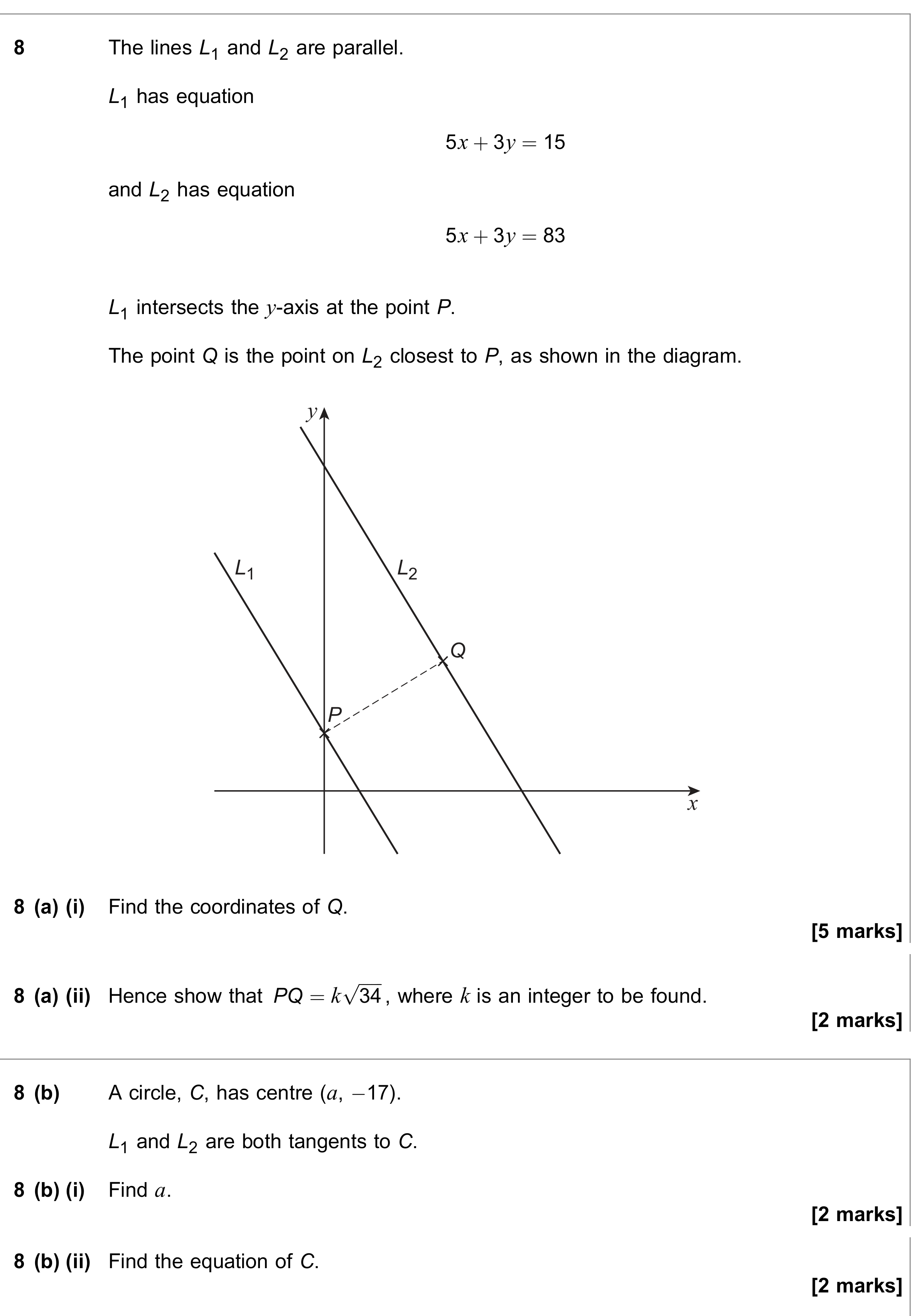 Question 8 — Coordinate Geometry, Circles — AQA June 2022
