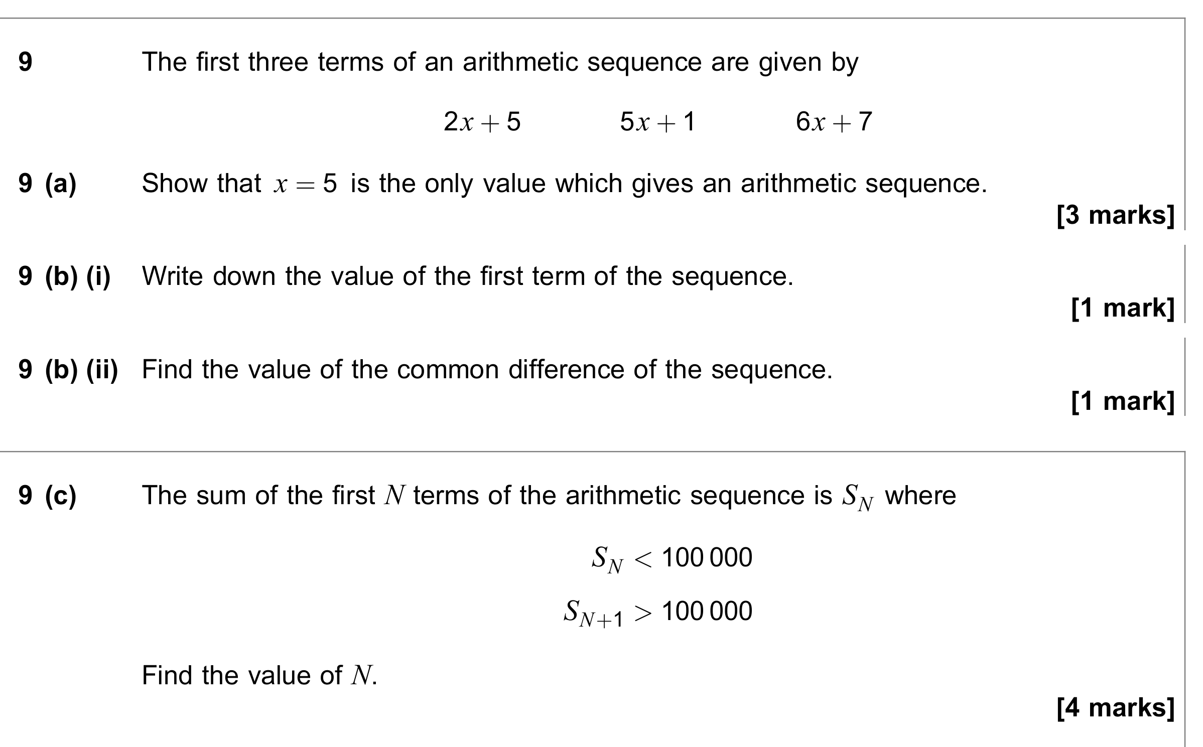 Question 9 — Arithmetic Sequences and Series — AQA June 2022