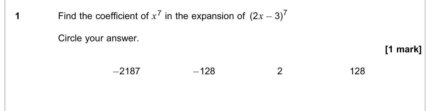 Question 1 — Binomial Expansion — AQA June 2023