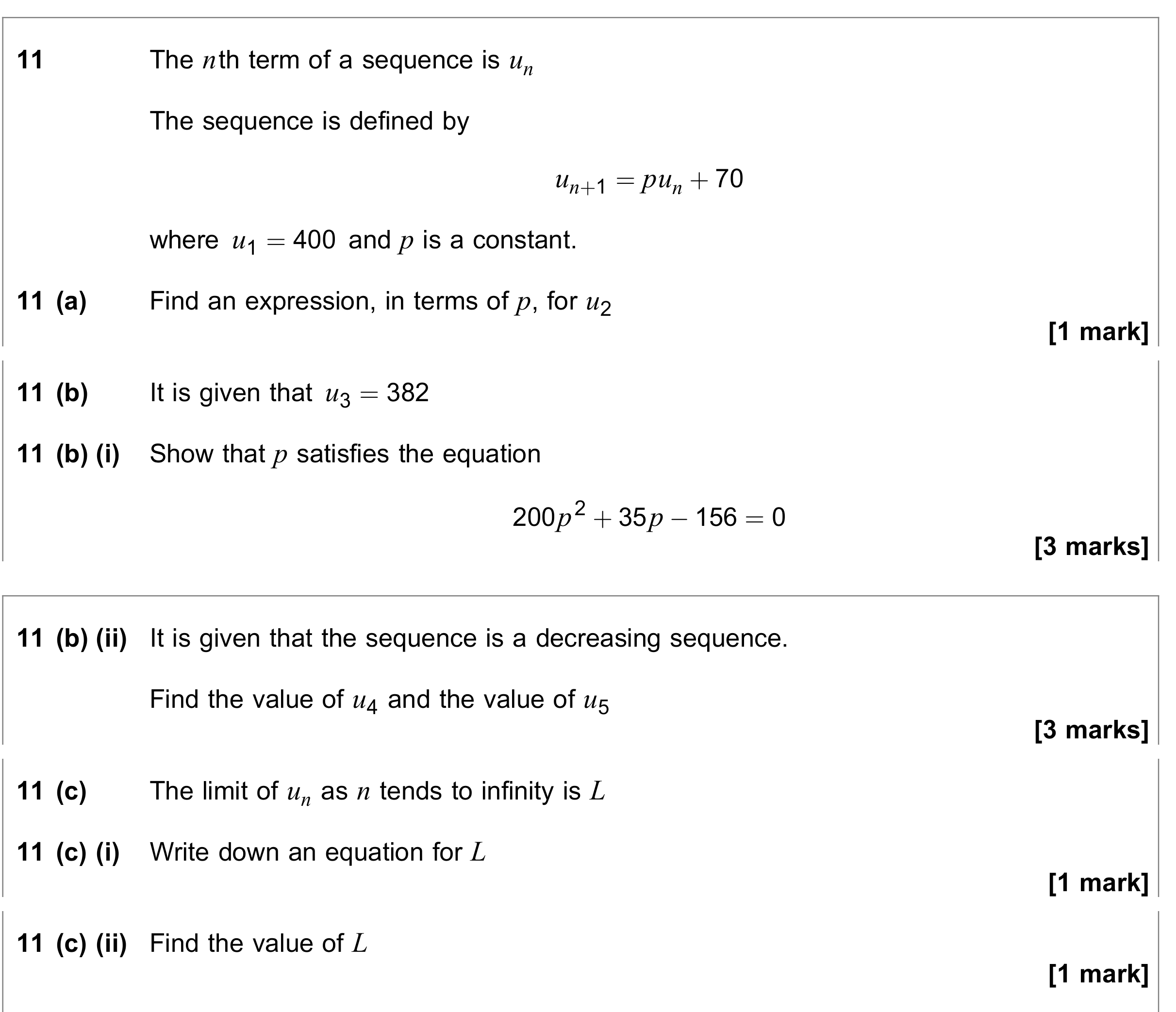 Question 11 — Recurrence Relations — AQA June 2023