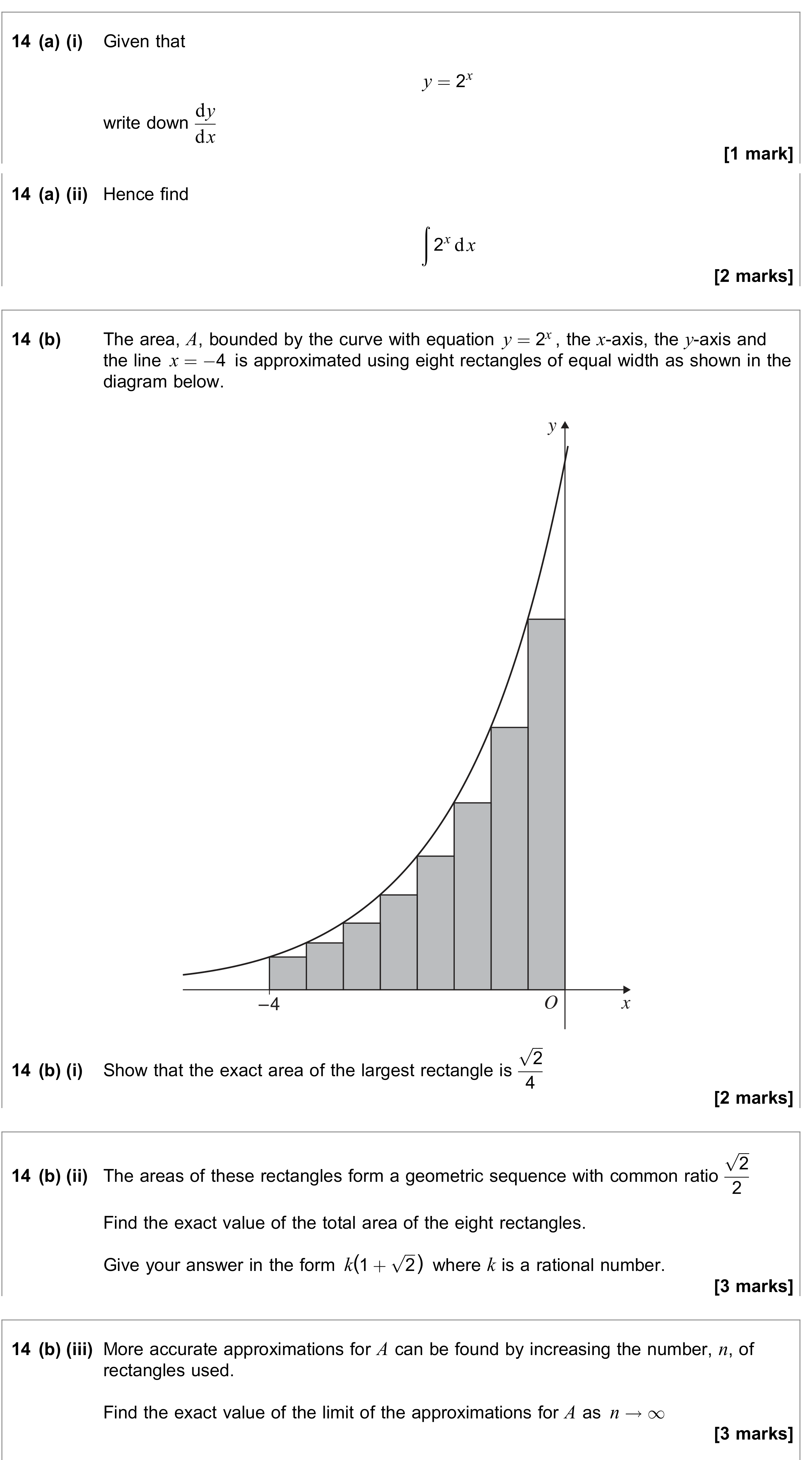 Question 14 — Differentiation, Integration, Geometric Sequences and Series — AQA June 2023