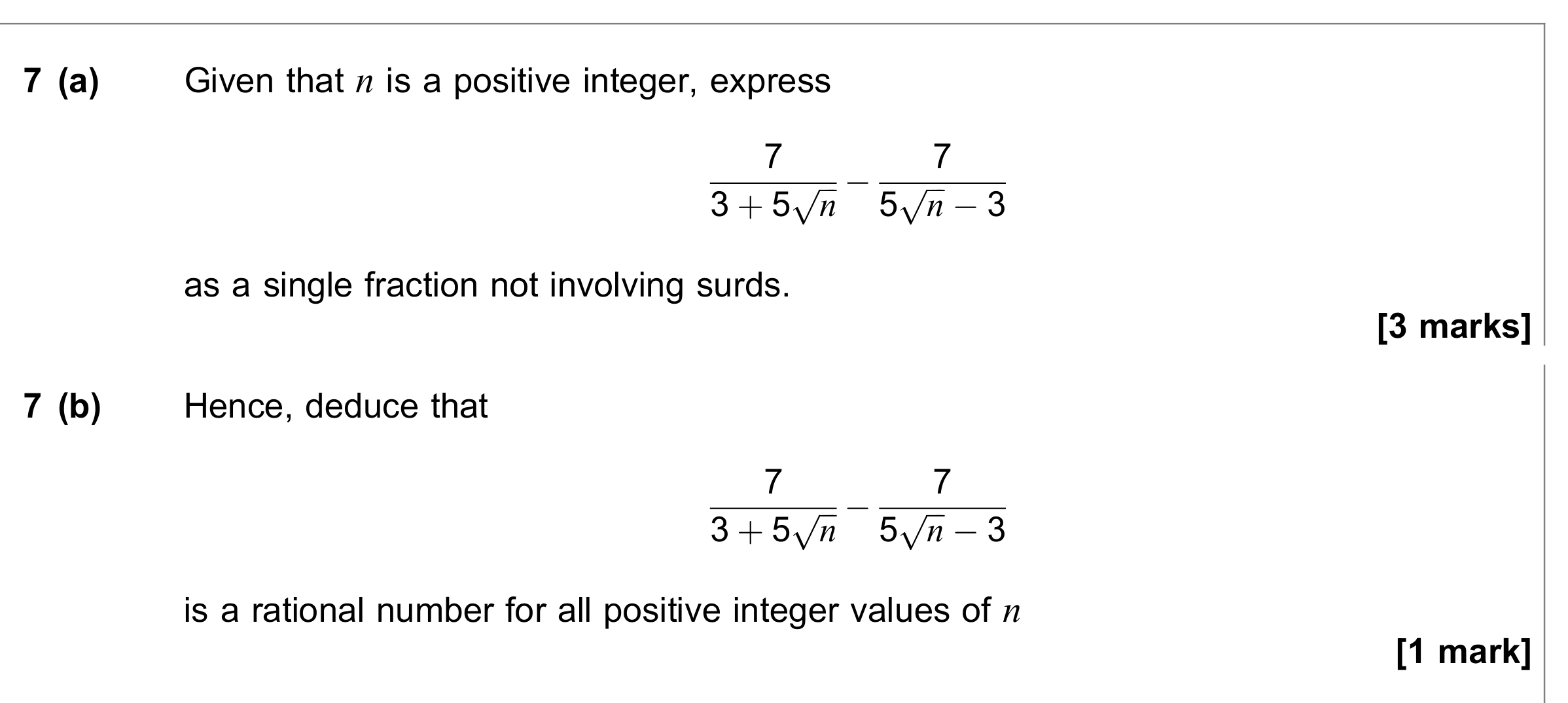 Question 7 — Indices and Surds — AQA June 2023