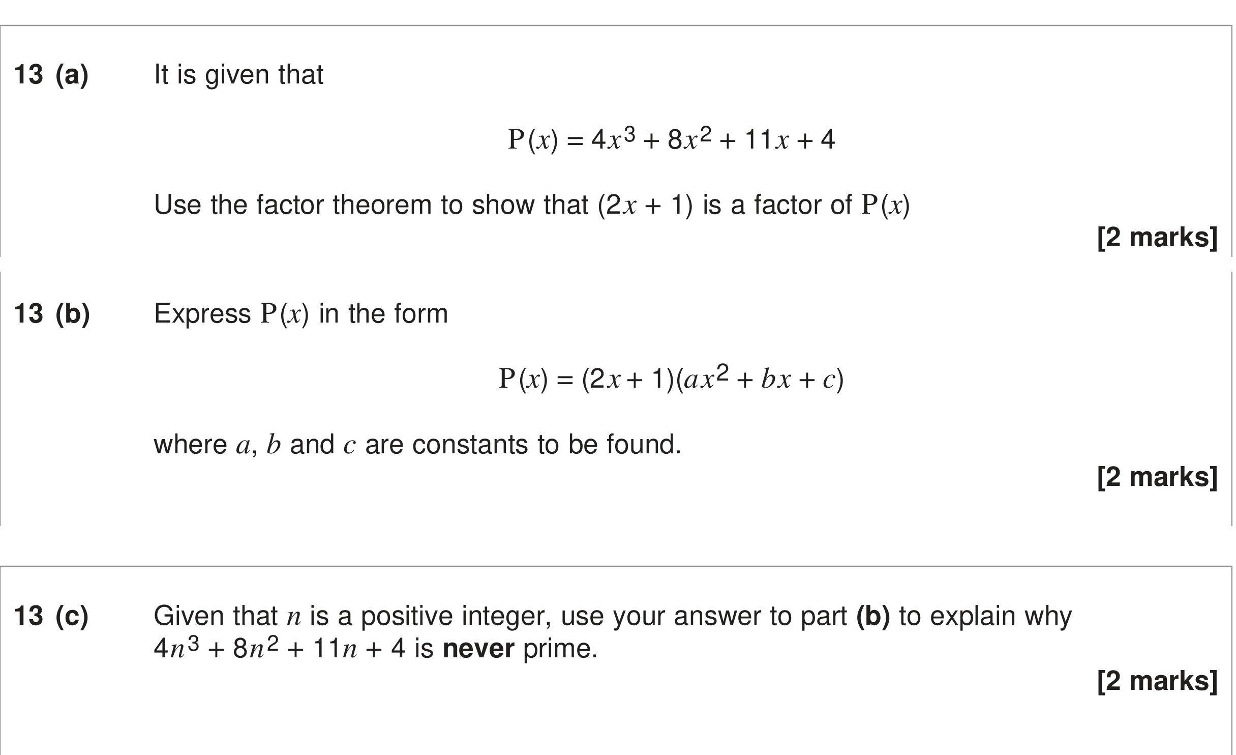 Question 13 — Factor Theorem, Proof — AQA June 2024