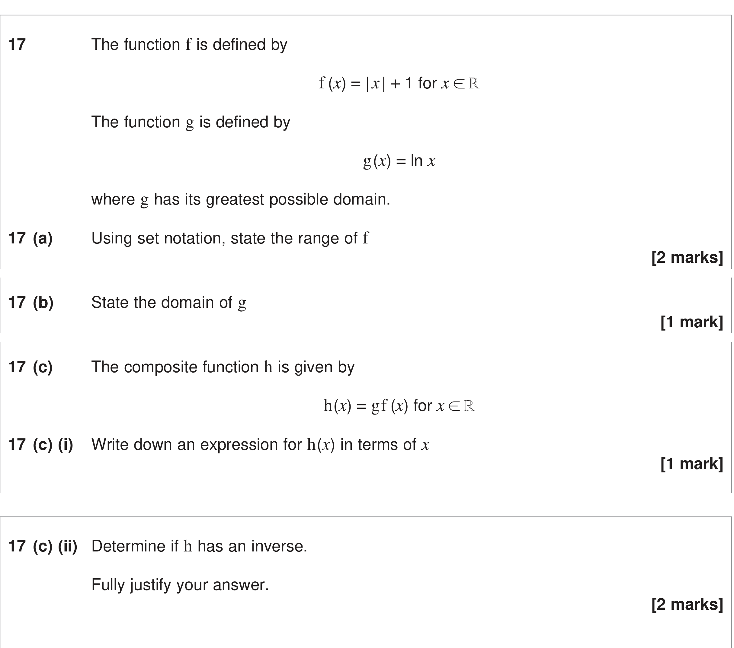 Question 17 — Modulus Function, Functions — AQA June 2024