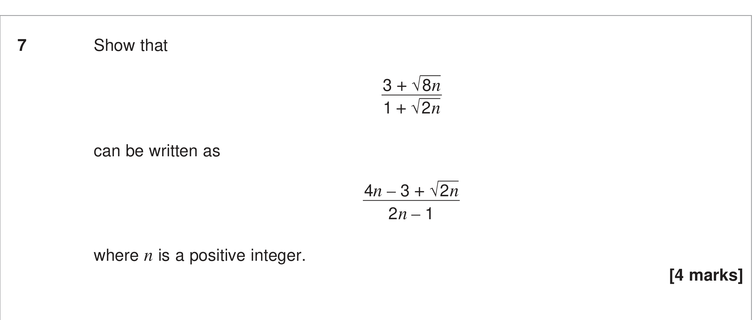 Question 7 — Indices and Surds — AQA June 2024