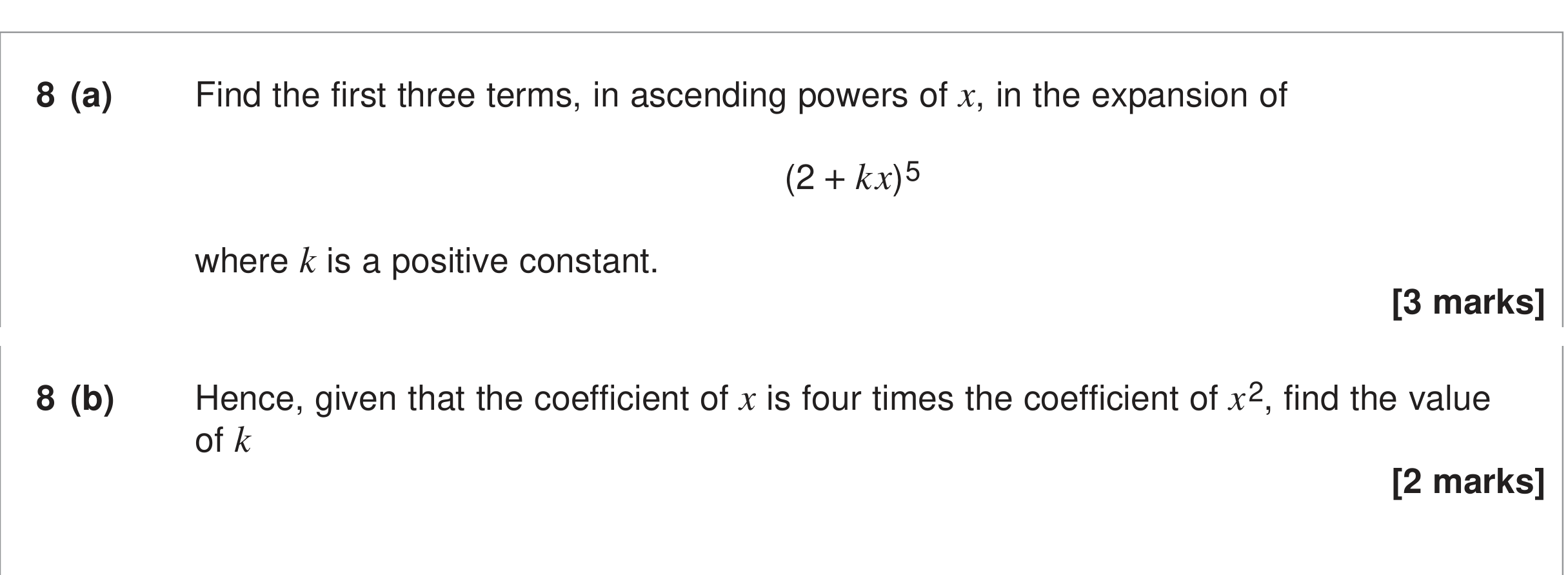 Question 8 — Binomial Expansion — AQA June 2024