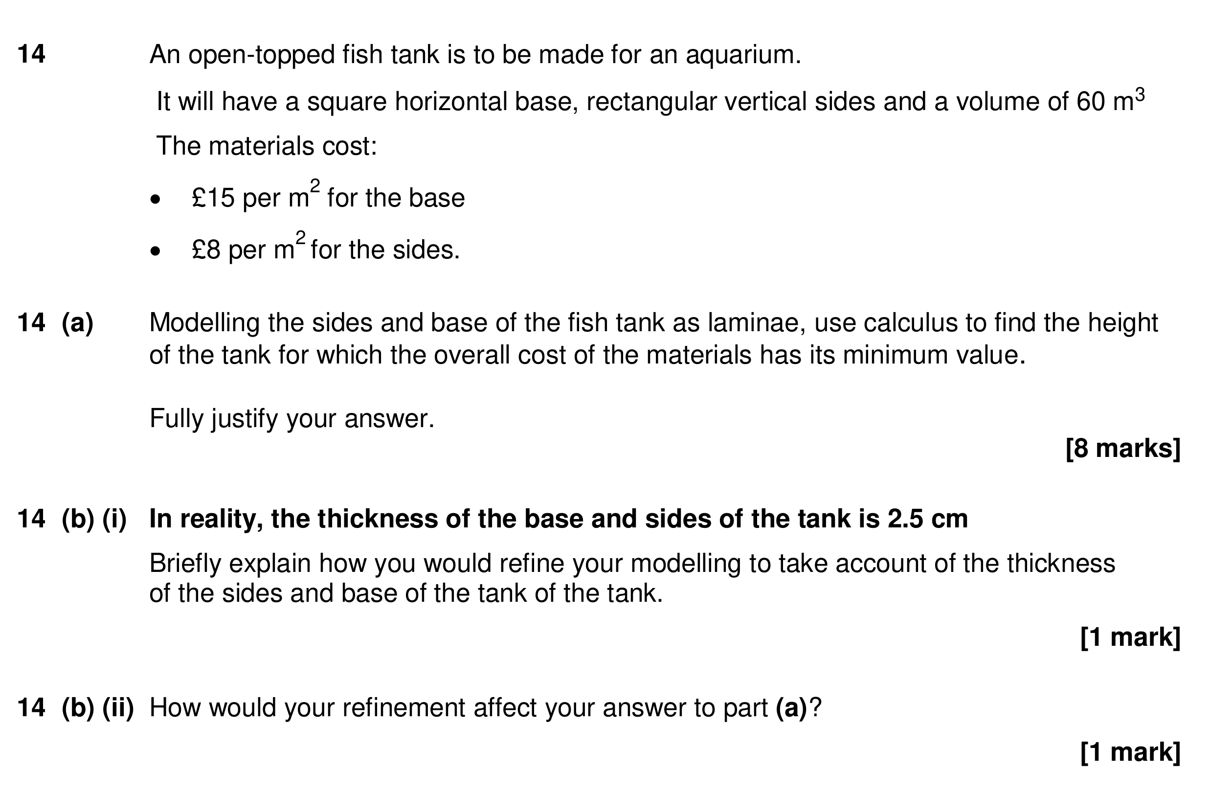 Question 14 — Differentiation — AQA Specimen