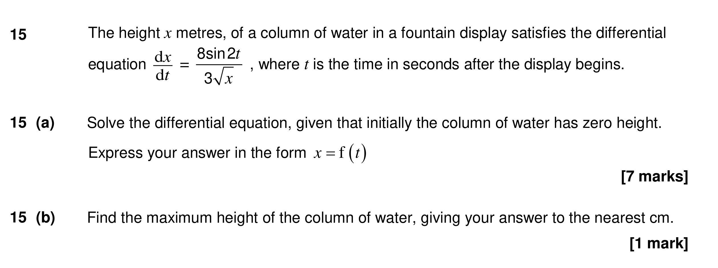 Question 15 — Differential Equations — AQA Specimen