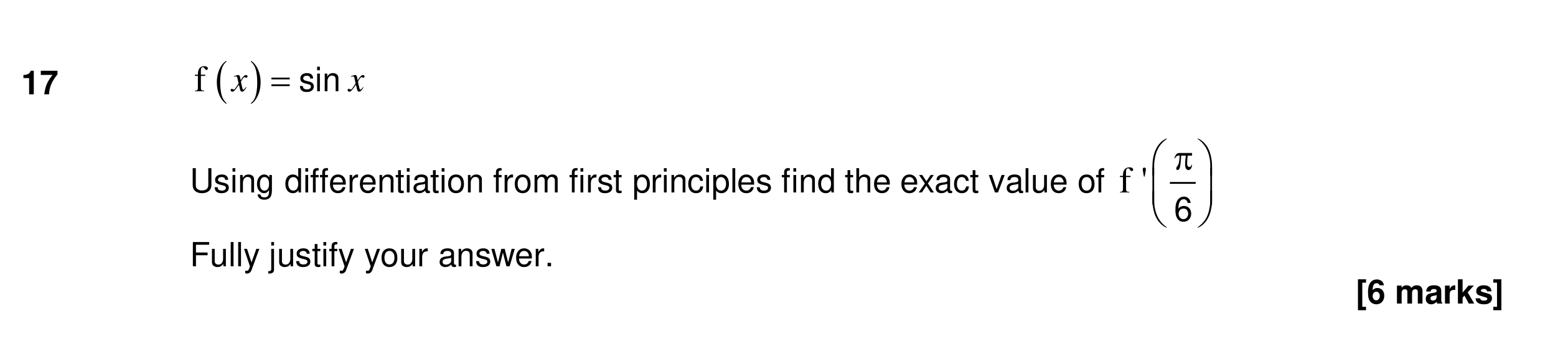 Question 17 — Differentiation — AQA Specimen