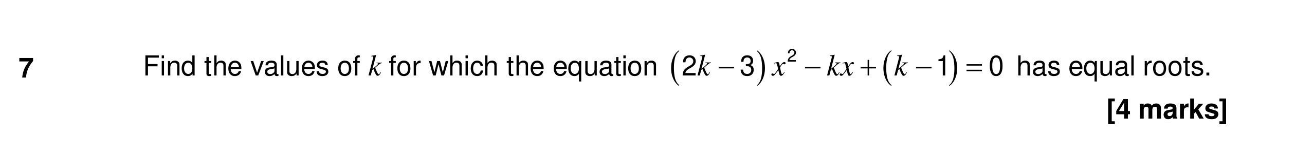 Question 7 — Quadratics — AQA Specimen