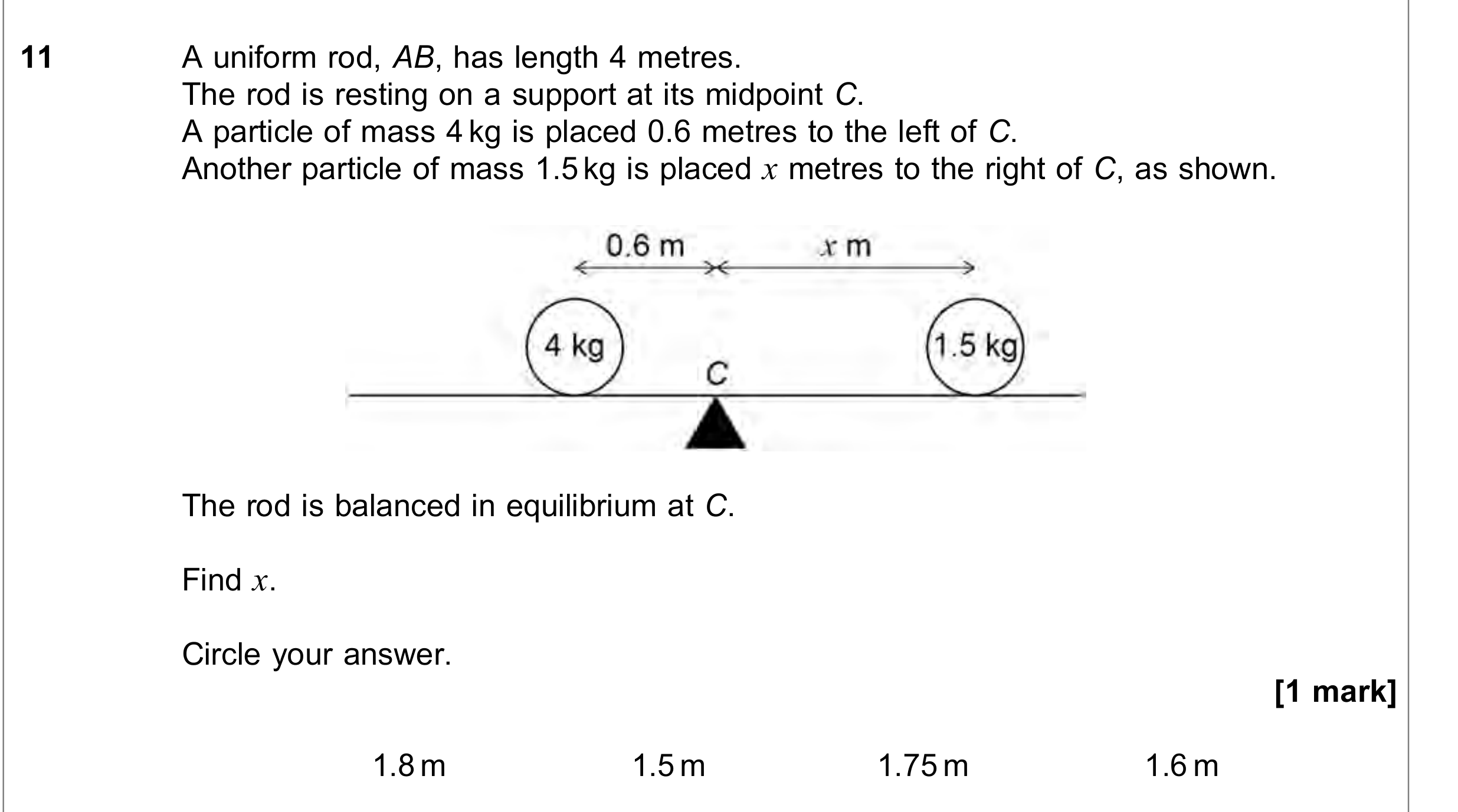 Question 11 — Moments — AQA June 2018