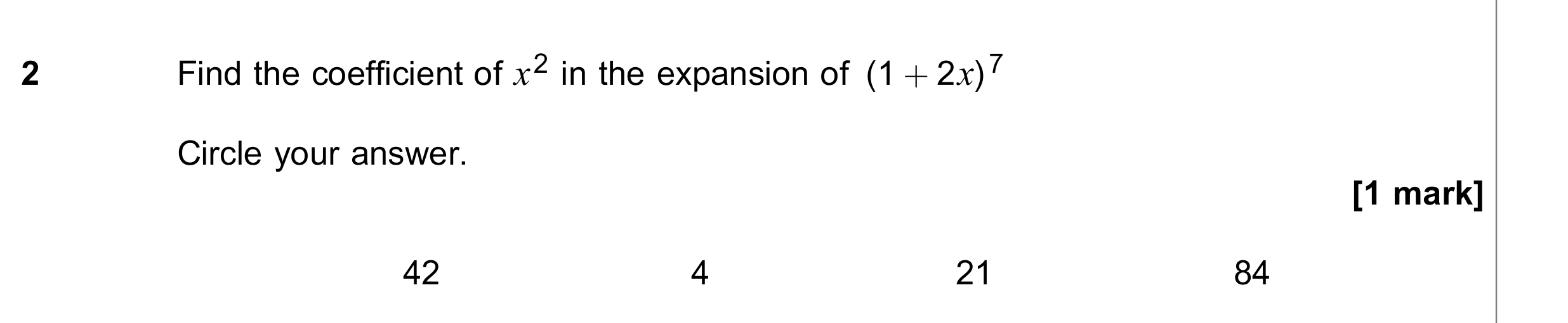 Question 2 — Binomial Expansion — AQA June 2018