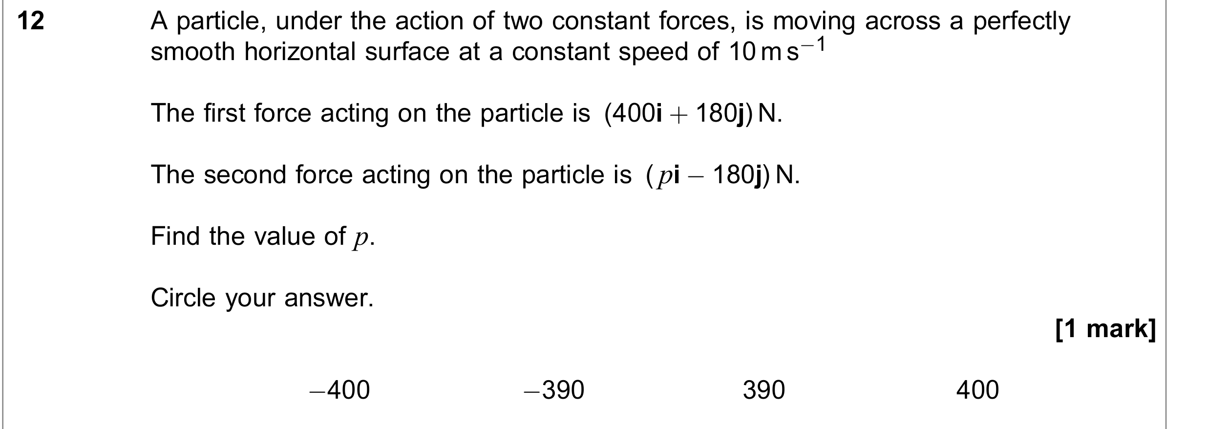 Question 12 — Forces 2d — AQA June 2019
