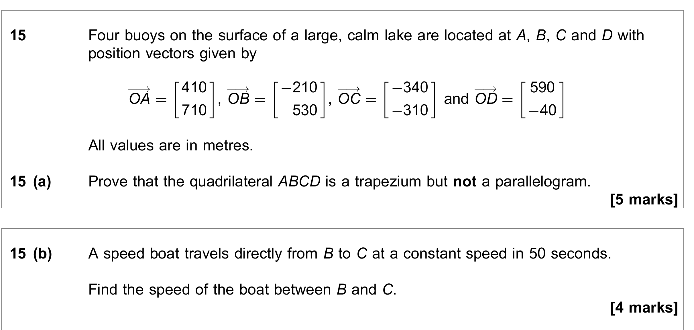 Question 15 — Vectors — AQA June 2019