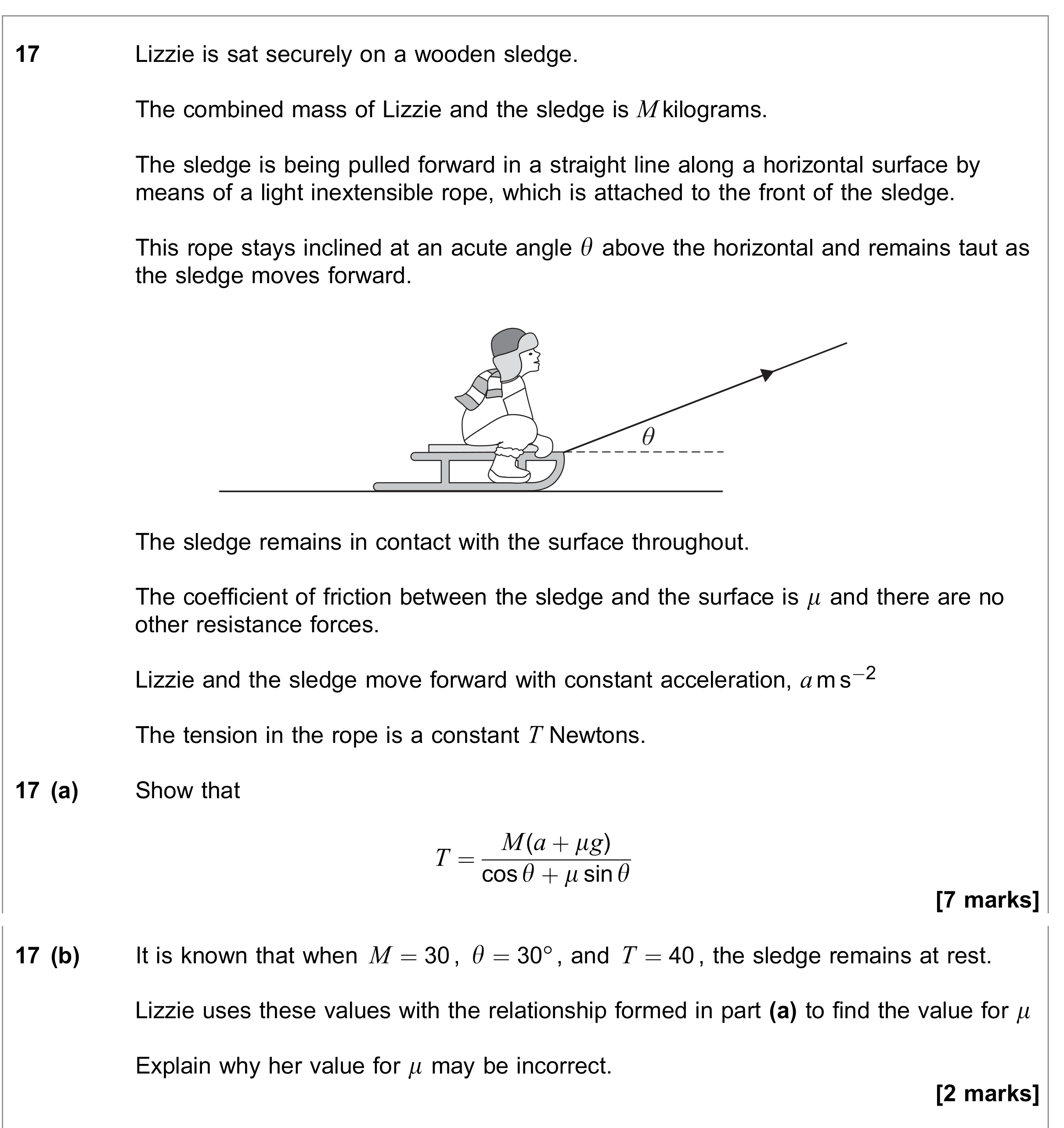 Question 17 — Forces and Friction — AQA June 2019