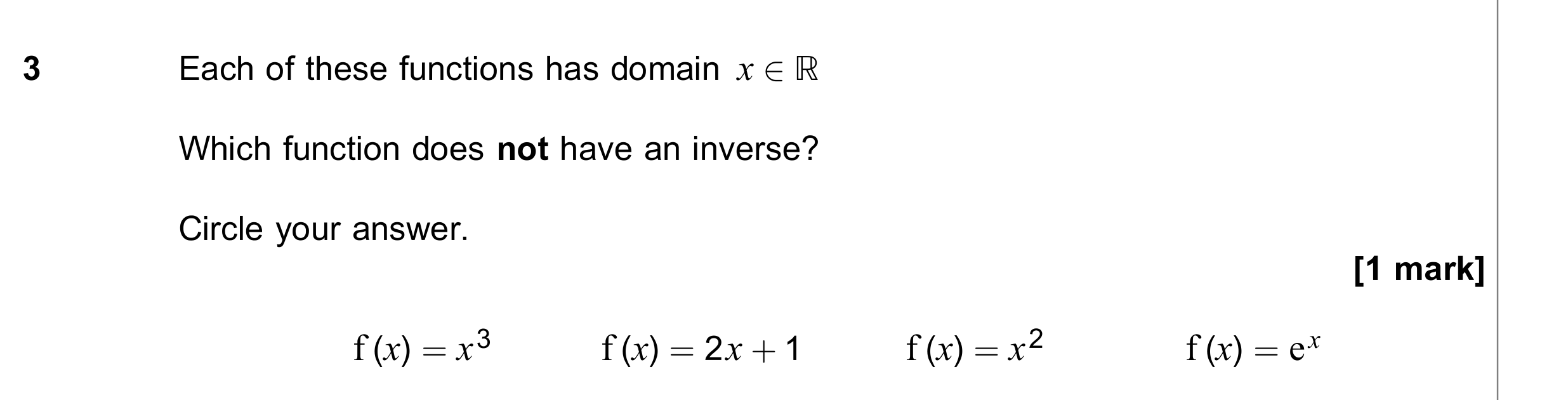 Question 3 — Functions — AQA June 2019