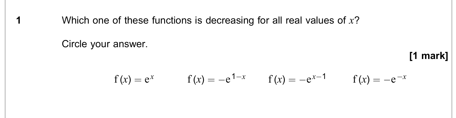 Question 1 — Differentiation — AQA June 2020